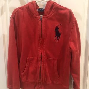 Polo (6) hooded zip vintage color red sweatshirt - Great condition.